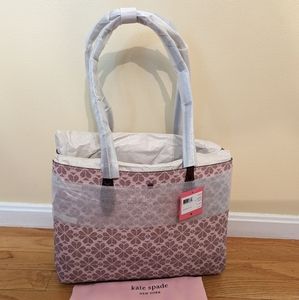 Kate Spade spade flower coated canvas all day large tote w/ pouch ~NWT~ Pink